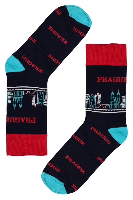 Praha tmavé ponožky s obrázkem tmavě modrá velikost: 41-43