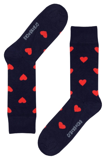 Valentýnské ponožky se srdíčky - pánské tmavě modrá velikost: 44-47