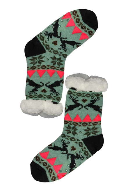 Dámské ponožky Green s beránkem M040 světle zelená velikost: 35-38