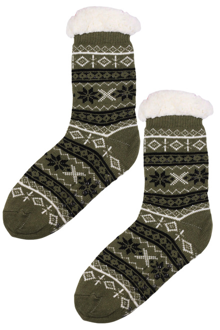Snowy green huňaté ponožky beránek MC 113 khaki velikost: 39-42