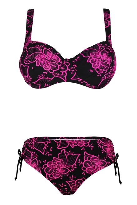 Dorka pink dvoudílné plavky kostice T101 černá velikost: 3XL