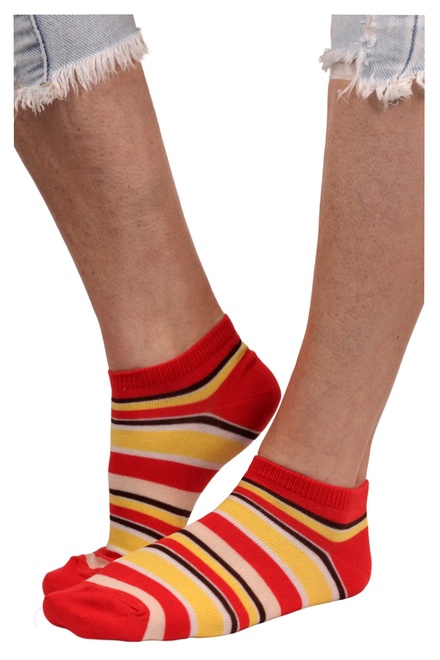 Bellinda ponožky - pruhované kotníčkové bavlněné červená velikost: 35-38