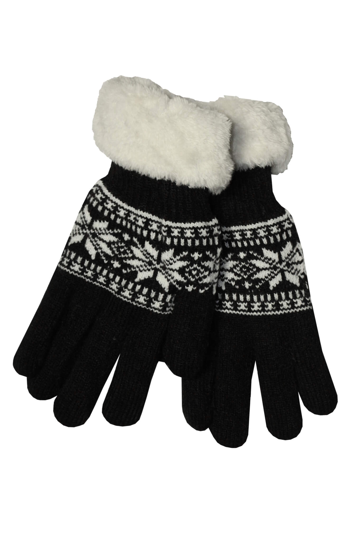 Gardina black teplé rukavice kožíšek a vločky R537PM