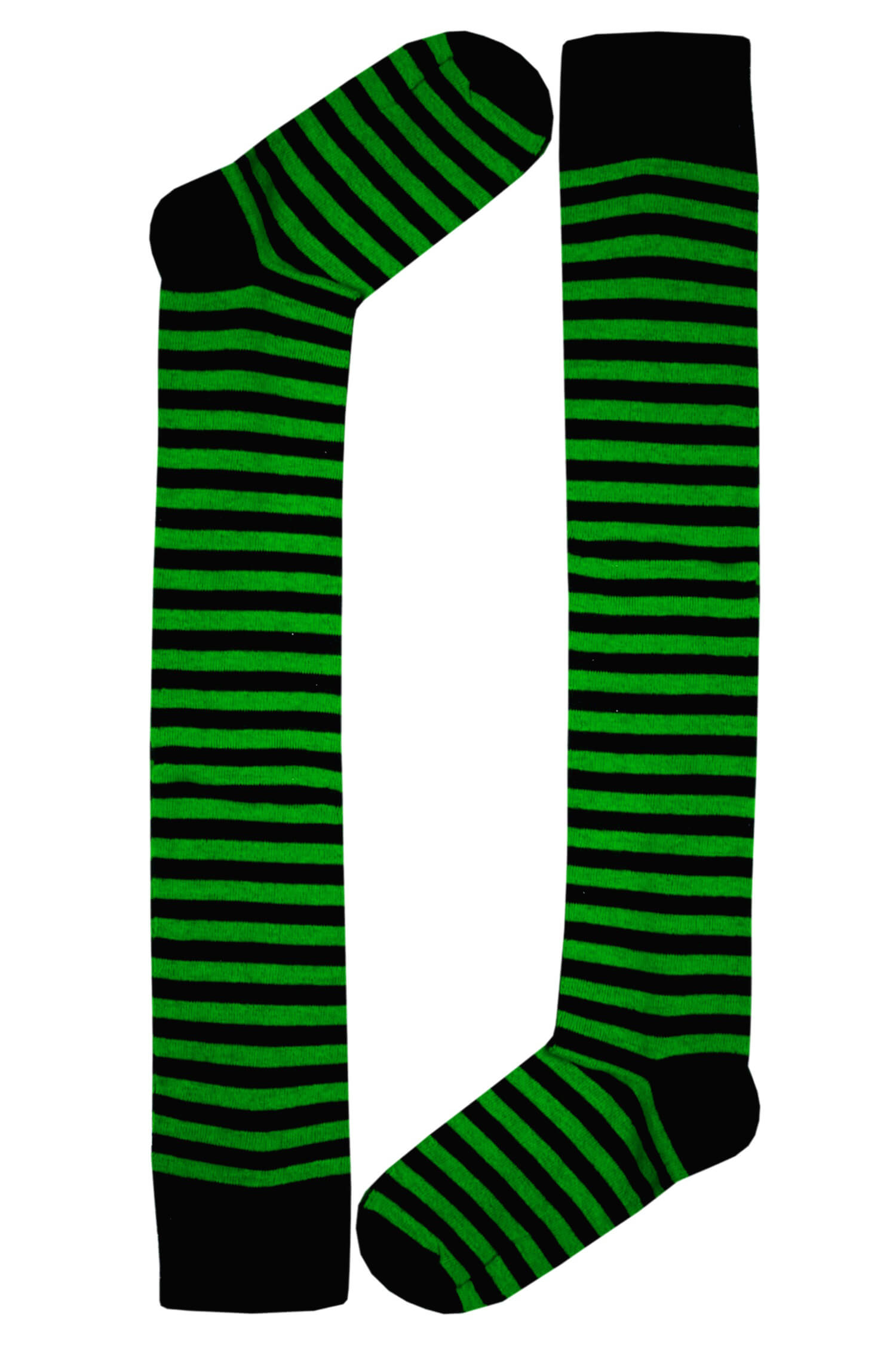 Stripes pruhované podkolenky - nadkolenky černozelené