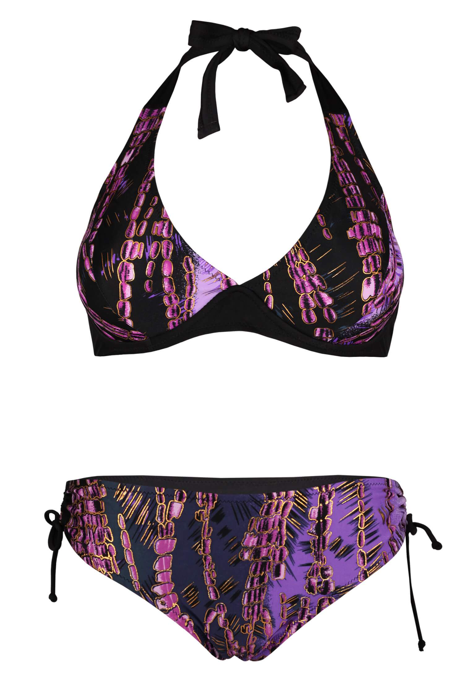 Greta lila dvoudílné bikiny s kosticí S156
