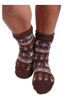 Norský vzor hnědé ponožky s beránkem 1133