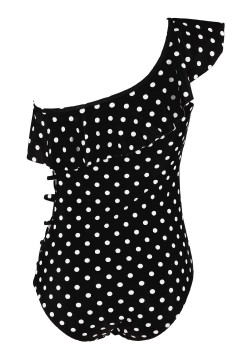 Lapiza Black pin-up styl jednodílné plavky s puntíky AB164