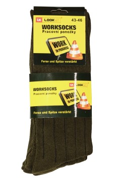 Pánské pracovní ponožky khaki vysoké bavlna ZTY-WK 115 3bal.