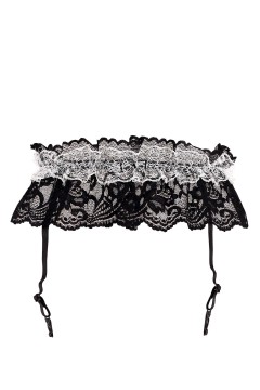 Sweet Secret black white krajkový podvazkový pás 8548