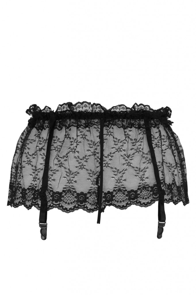 Pearls black erotická tanga s podvazky 9942