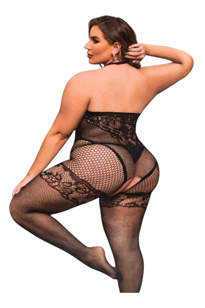 Erotický síťovaný overal s kamínky 86012