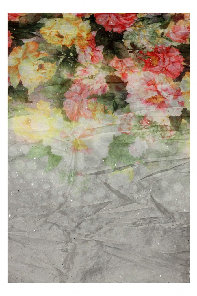 Květinová šála do kruhu -  Dotek jara se třpytkami