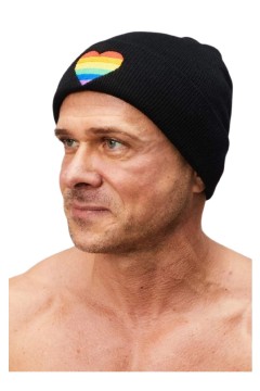 Čepice s duhovým srdíčkem zimní