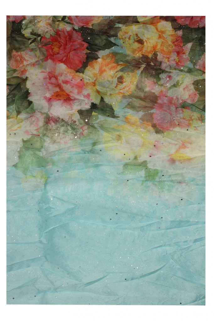 Květinová šála do kruhu -  Dotek jara se třpytkami