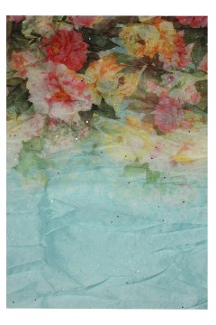 Květinová šála do kruhu -  Dotek jara se třpytkami