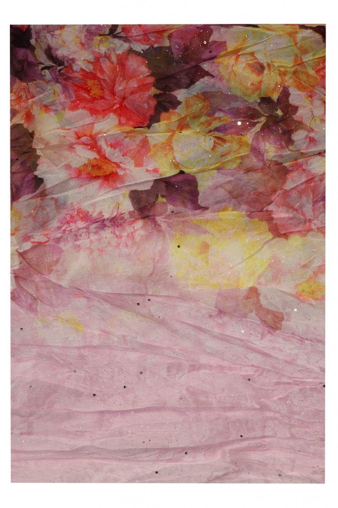 Květinová šála do kruhu -  Dotek jara se třpytkami