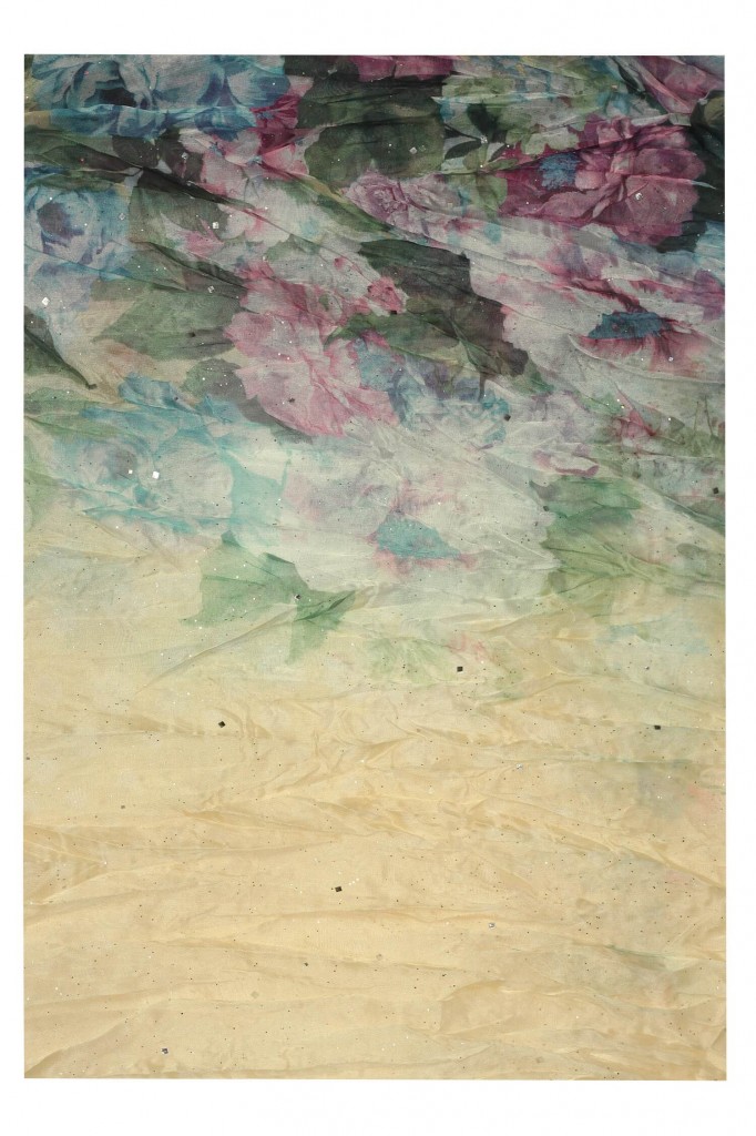 Květinová šála do kruhu -  Dotek jara se třpytkami