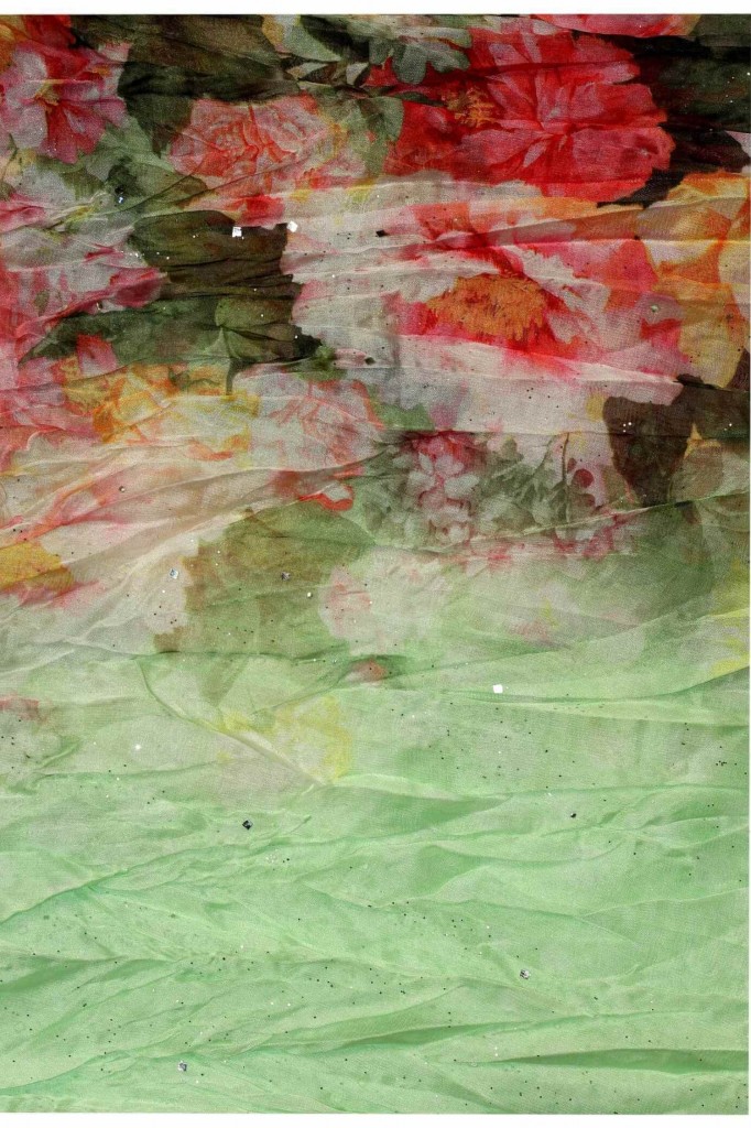 Květinová šála do kruhu -  Dotek jara se třpytkami