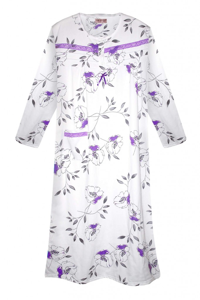 Fanynka hřejivá noční košile s dlouhým rukávem 6549