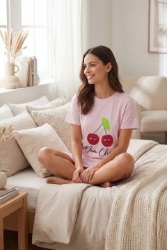Bavlněná noční košile krátký rukáv Cherry GB-6819