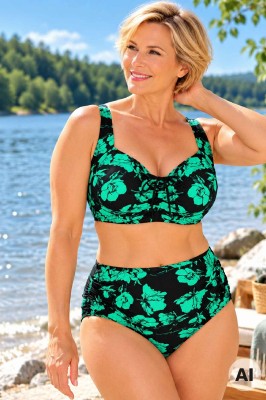 Salma Mint dvoudílné plavky pro plnoštíhlé S803