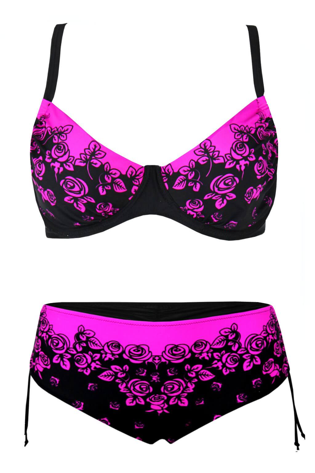 Pink Rose dvoudílné plavky pro plnoštíhlé S850