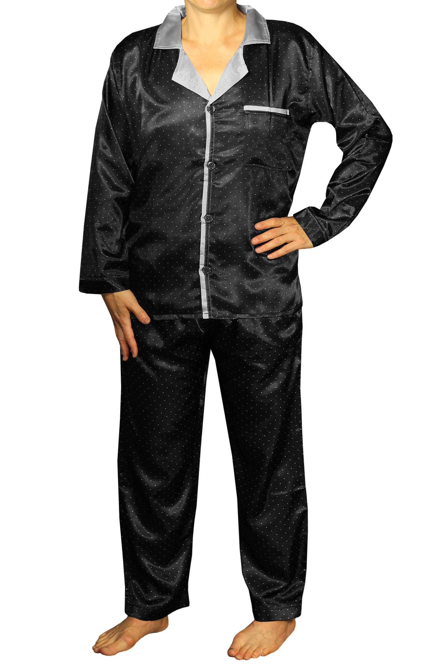 Barit Satin pánské pyžamo puntíky K150814