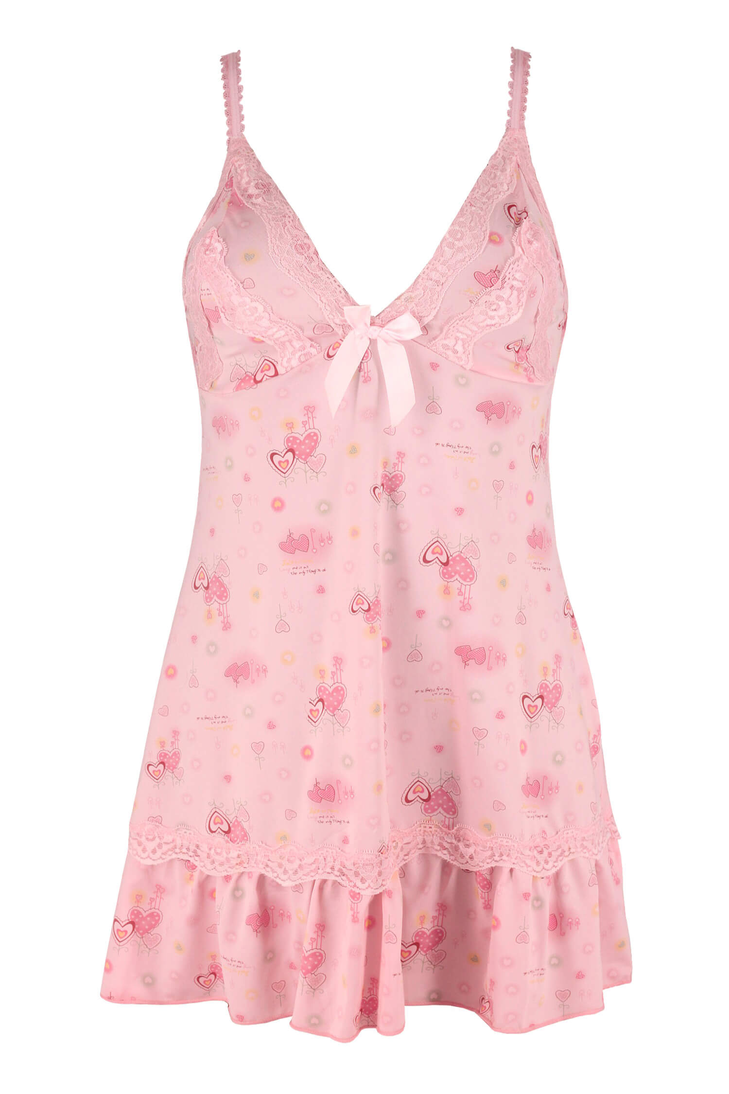 Erla Pink dámská košilka s krajkou a srdíčky 8788-06