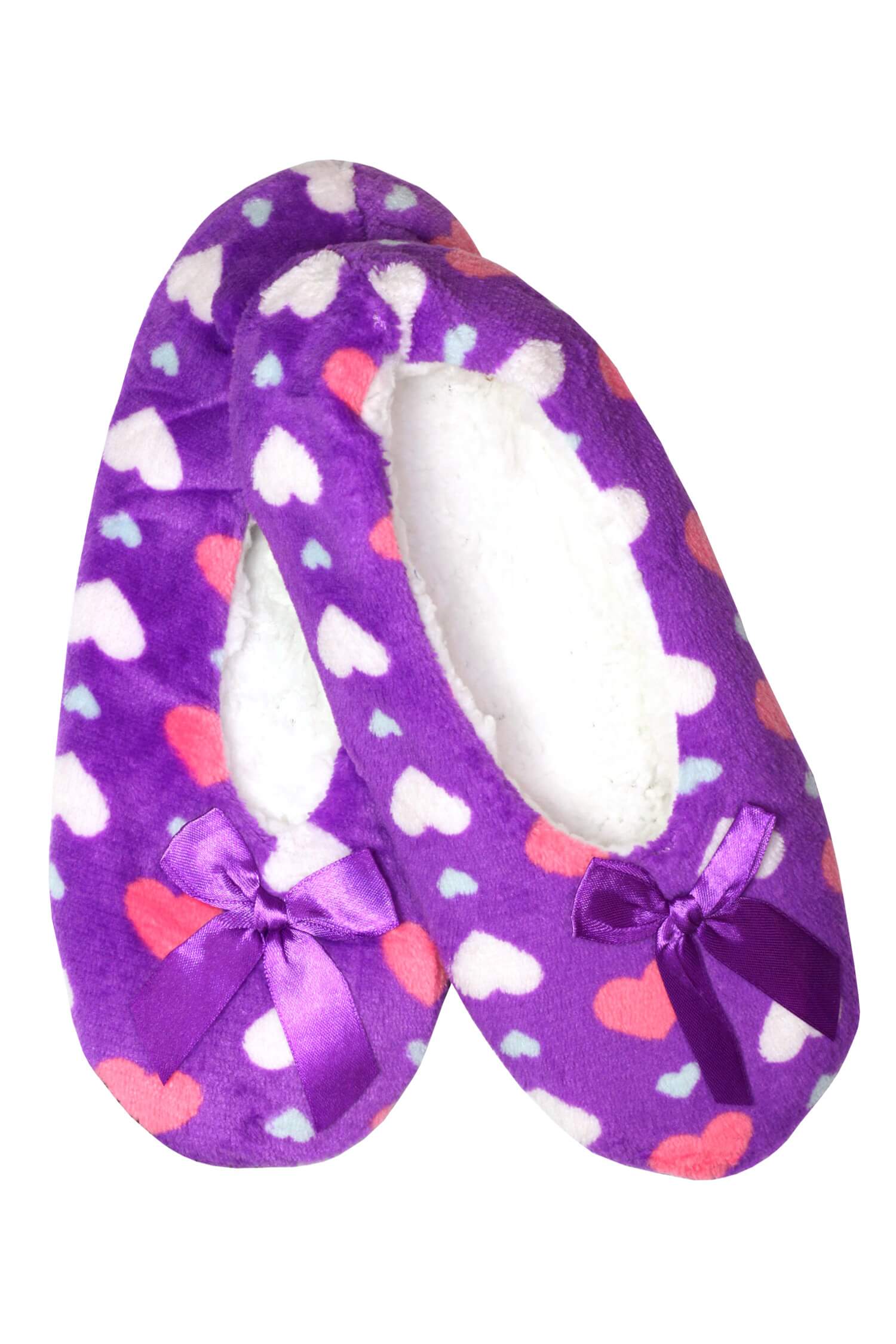 Violet dámské oteplené bačkory srdíčka X932