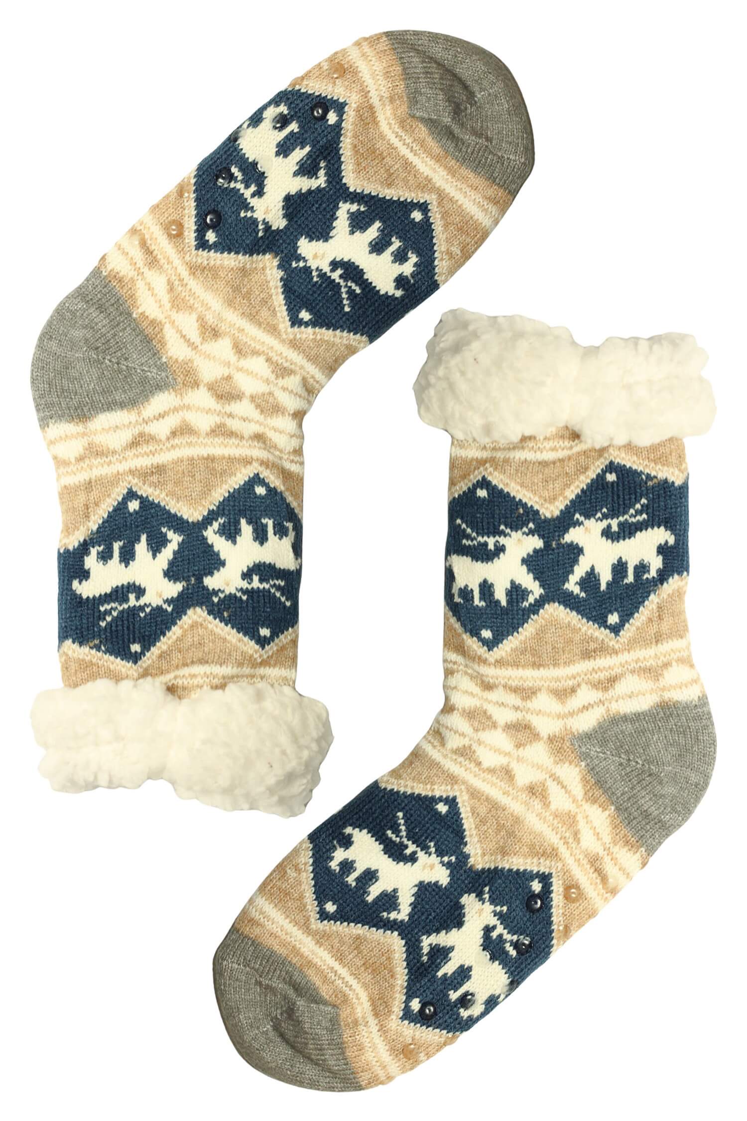 Teplé ponožky s beránkem kávové B01 43-47 béžová