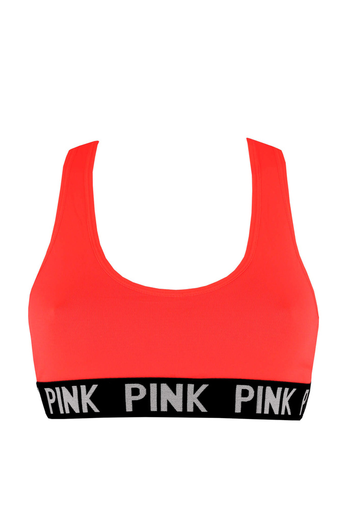 Pink bezešvá podprsenka záda motýlek oranžová zářivá M