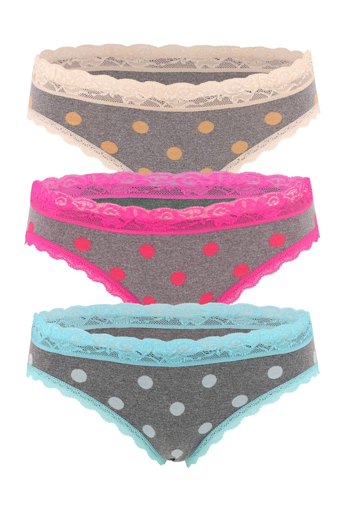 Malva klasické bikini kalhotky s krajkou 3596 - 3 bal vícebarevná M
