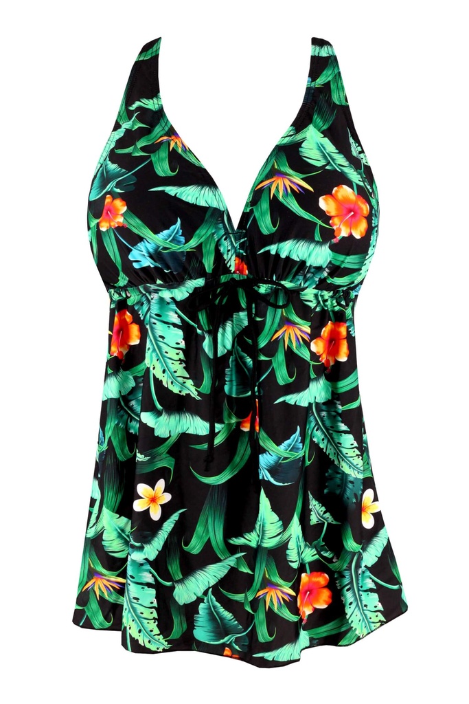 Nice Floral plavkové šaty tankiny vyztužené košíčky S136-14