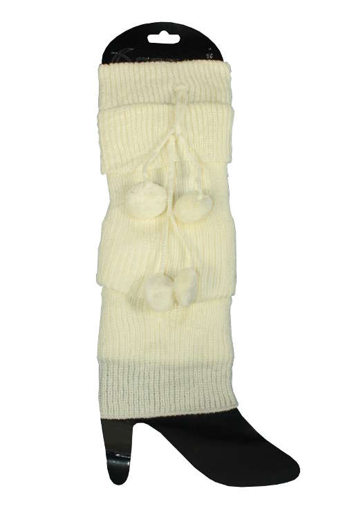 Jednobarevné návleky s bambulkami 32306-3