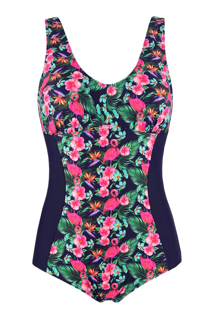 Flamingo jednodílné plavky pro menší postavu B1181 tmavě modrá 4XL