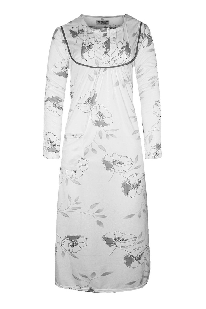 Linda kvalitní noční košile s dlouhým rukávem 6989 šedá 4XL