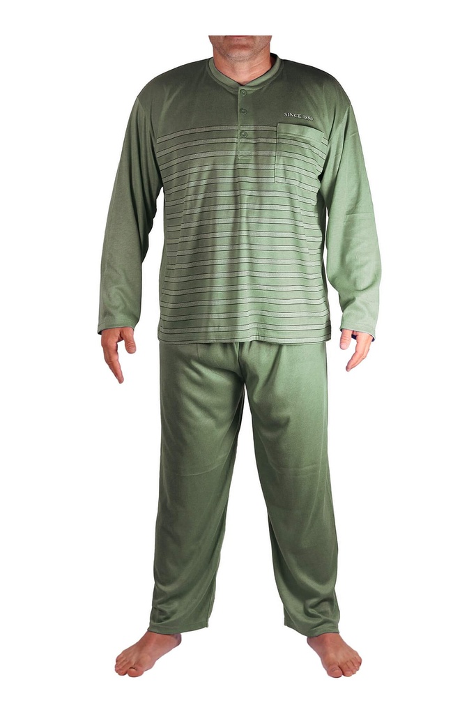 Johan pánské pyžamo s dlouhým rukávem V2003 khaki 3XL