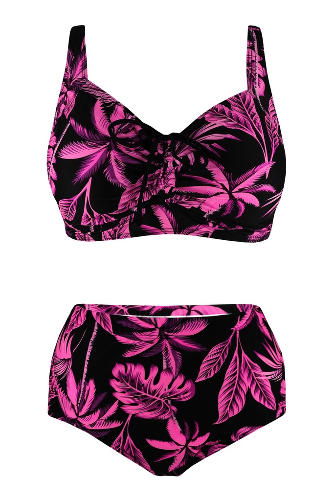 Salma pink dvoudílné plavky pro plnoštíhlé S803 růžová 3XL