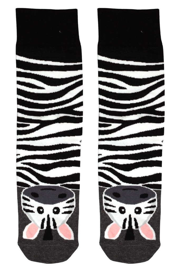 Veselé vysoké ponožky zebra 1979 šedá 44-46