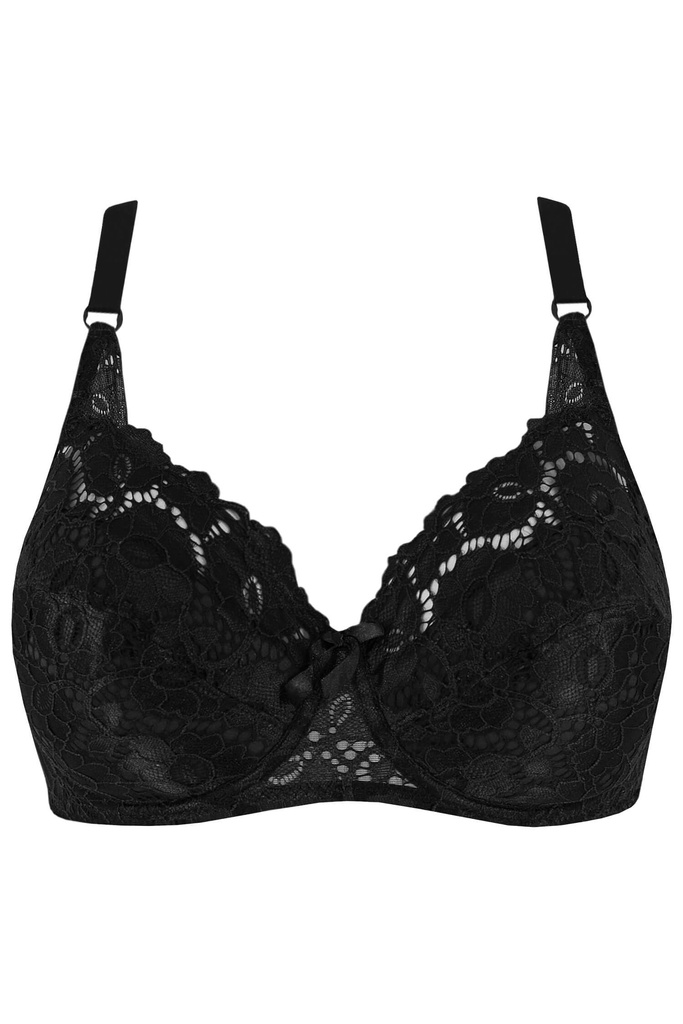 Růža měkce vyztužená podprsenka s krajkou 6001 černá 100E