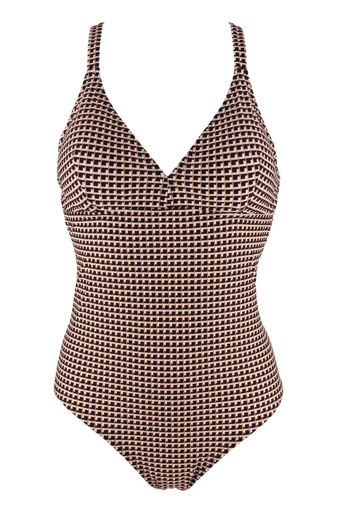 Evča jednodílné plavky vzorované HH8311 béžová XXL