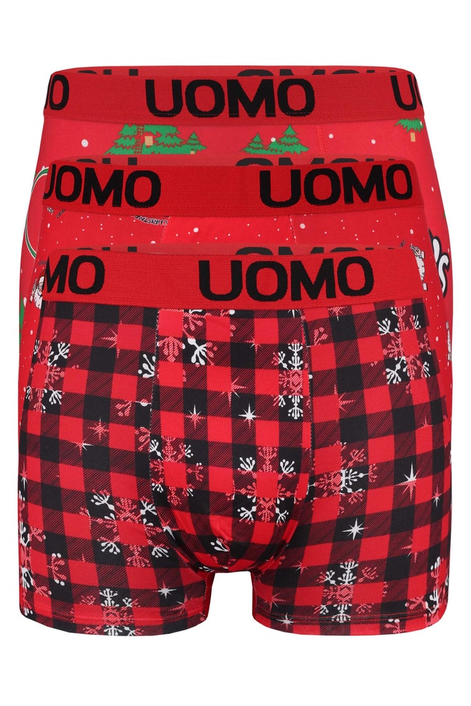 Christmas II. červené vánoční boxerky - 3 ks