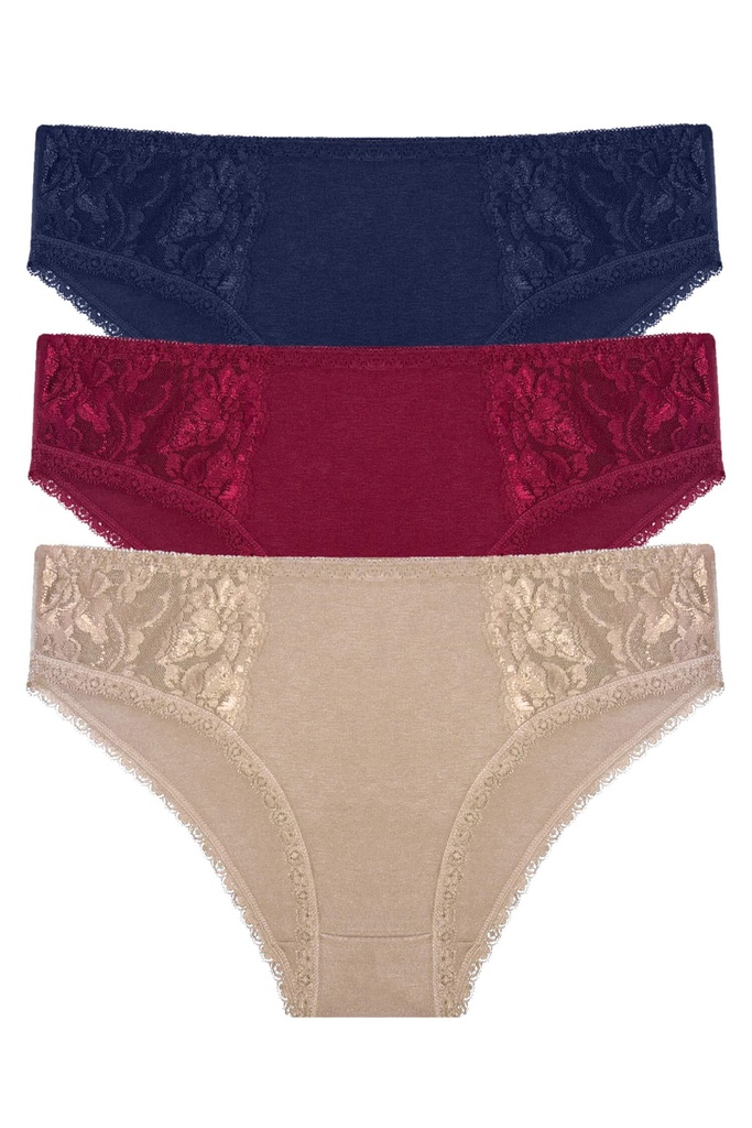 Helga bavlněné kalhotky s krajkou 9086 -3 ks