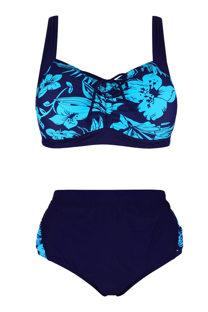 Salma Blue dvoudílné plavky pro plnoštíhlé S805 tmavě modrá 5XL
