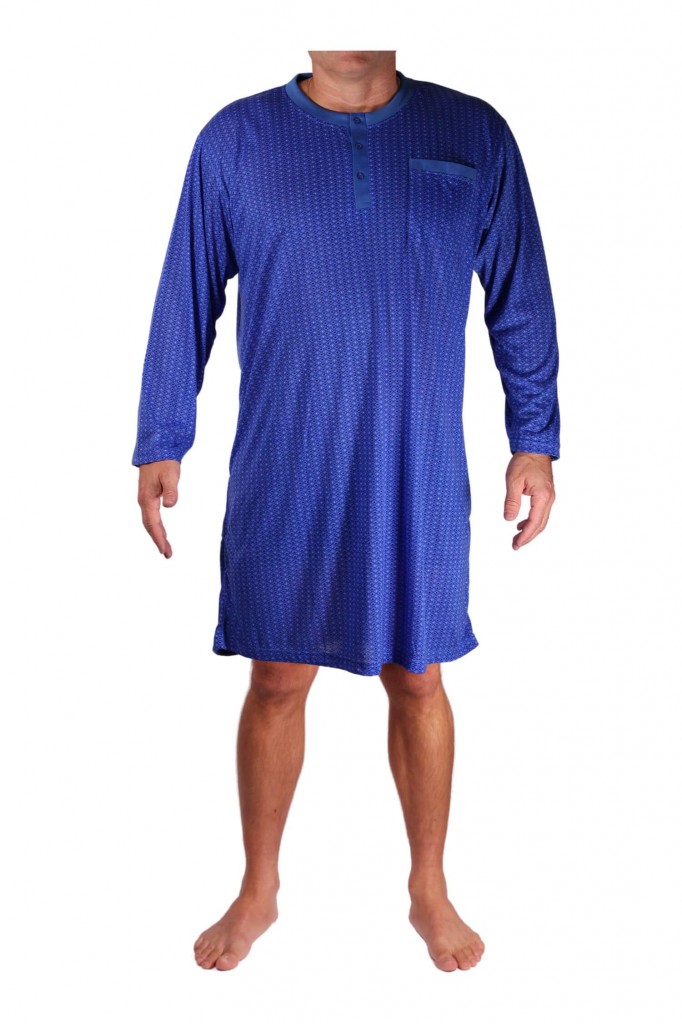 Oldřich pánská noční košile dlouhý rukáv modrá 3XL