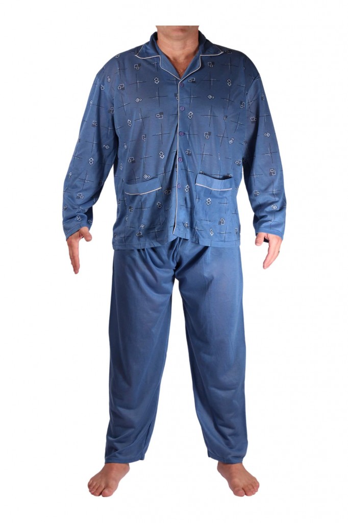 Bohumil propínací pyžamo dlouhé 2F-791-721 modrá 4XL