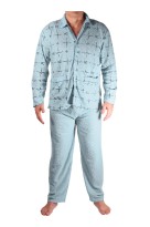 František propínací pánské froté pyžamo 4F-785-12 světle zelená 3XL