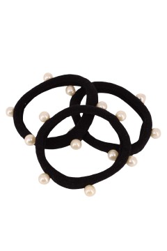 Gumička do vlasů s perličkami  - 3 kusy