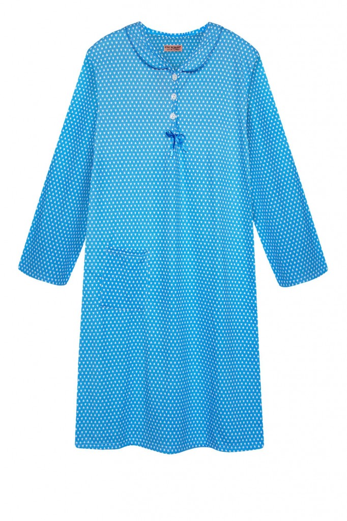 Liduška hřejivá noční košile pod kolena 6553 světle modrá 3XL