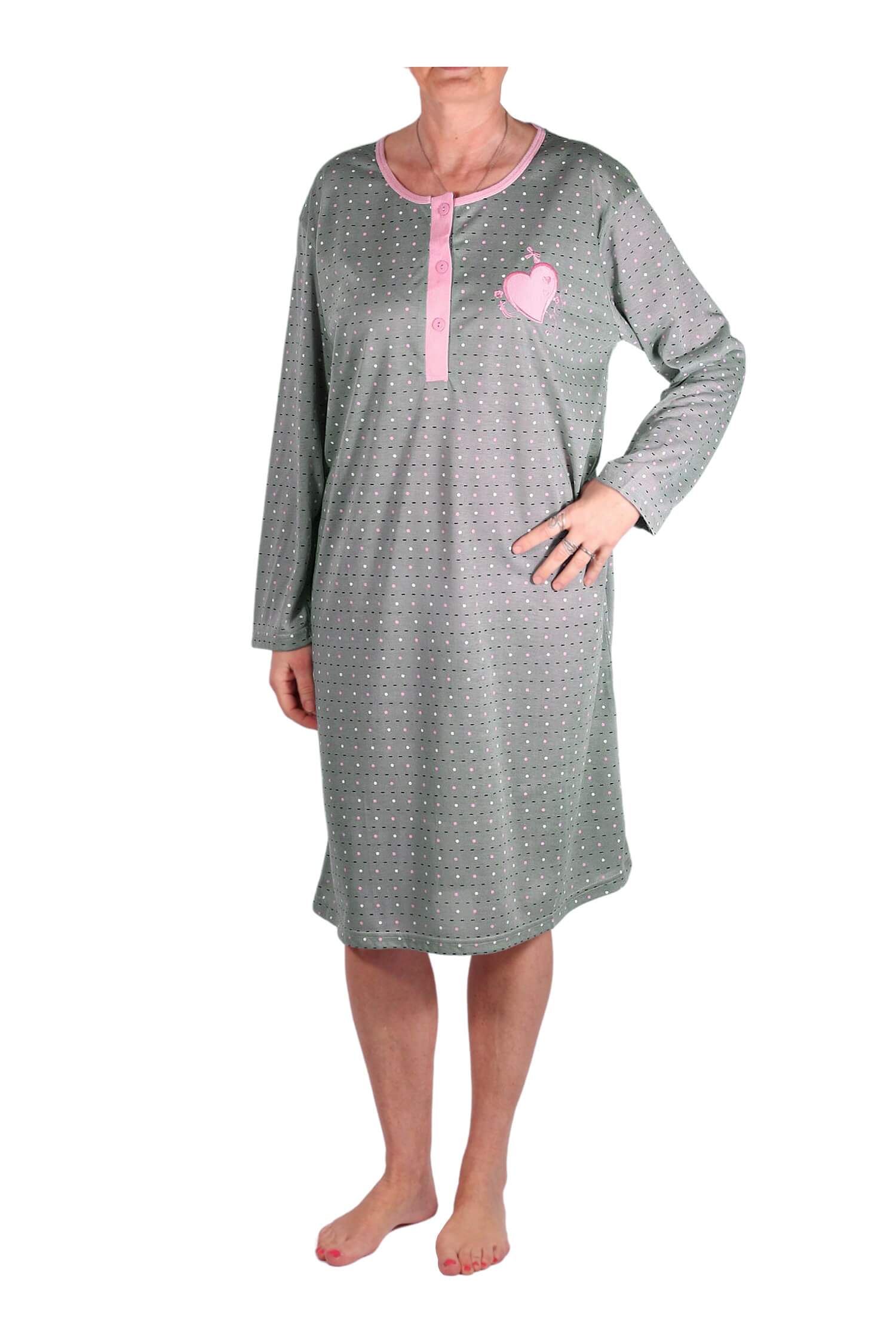 Elenka dámská noční košile dlouhý rukáv 3N-794-25 L světle růžová